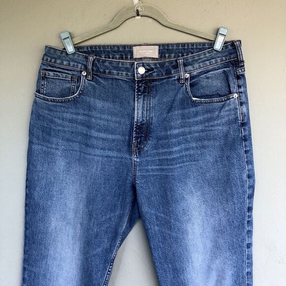 Everlane The Curvy Cheeky Jean 33 Ankle High Rise Raw Hem Mid Blue Preppy Modern - Picture 3 of 16